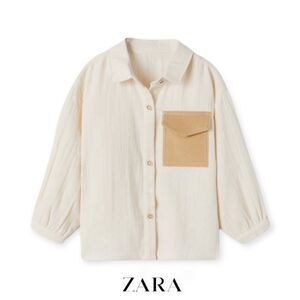 ZARA Kids | Ecru | CORDUROY POCKET SHIRT